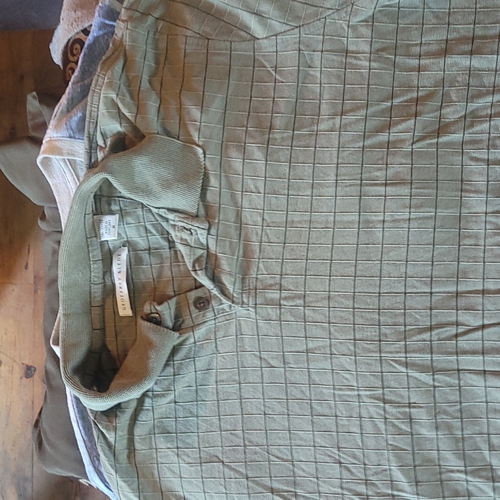 Geoffrey beene , m mens green striped shirt